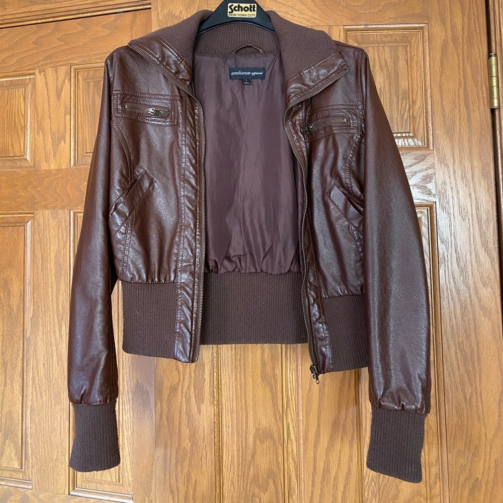 Brown Leather Aviator Style Jacket